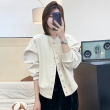 欧美站卫衣开衫棒球服外套女2024早春新款宽松休闲设计感洋气上衣