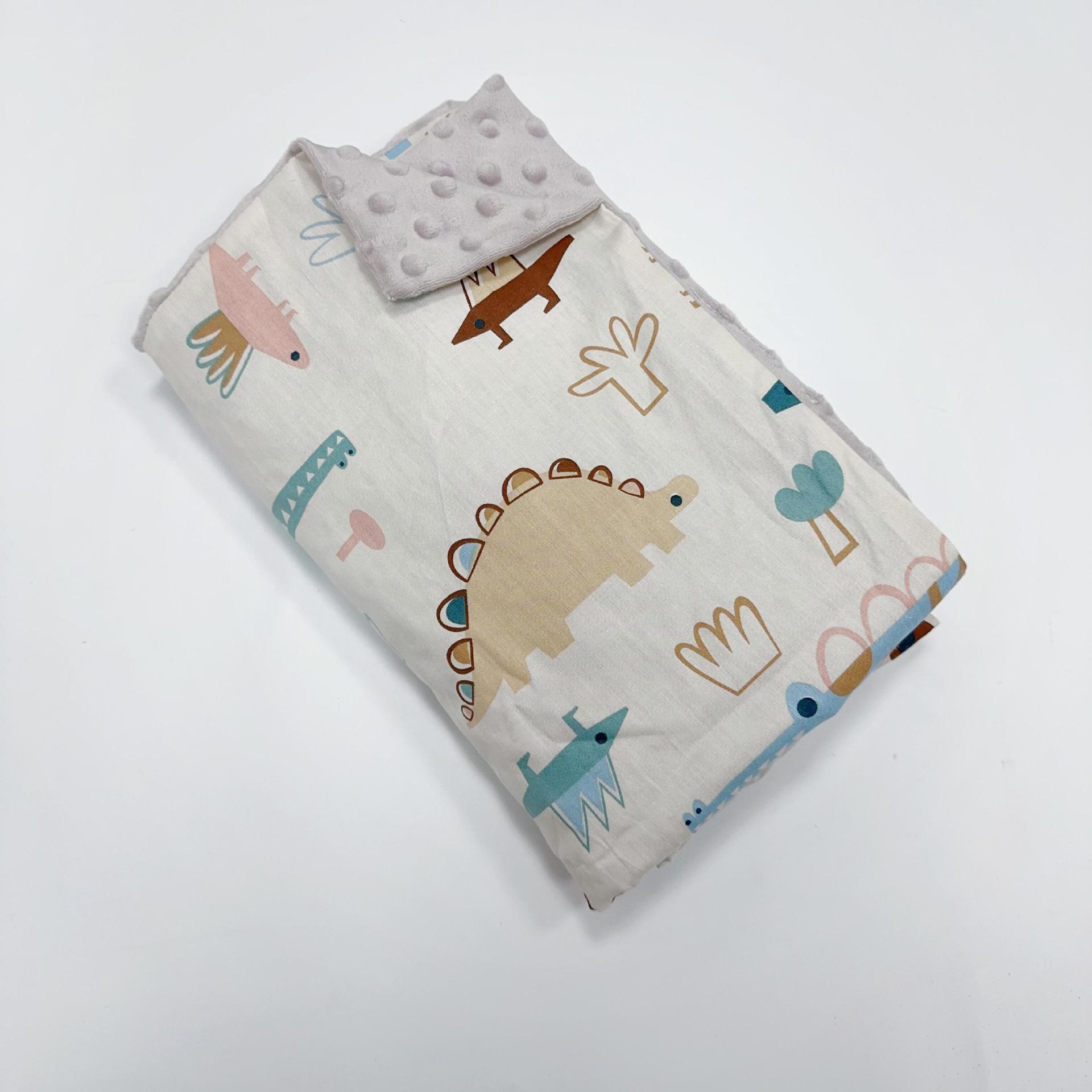 Algodón para niños Four Seasons Beanie manta de felpa calmante ropa de abrigo Beanie manta de primavera y otoño de doble capa cubierta de bebé edredón de felpa corta