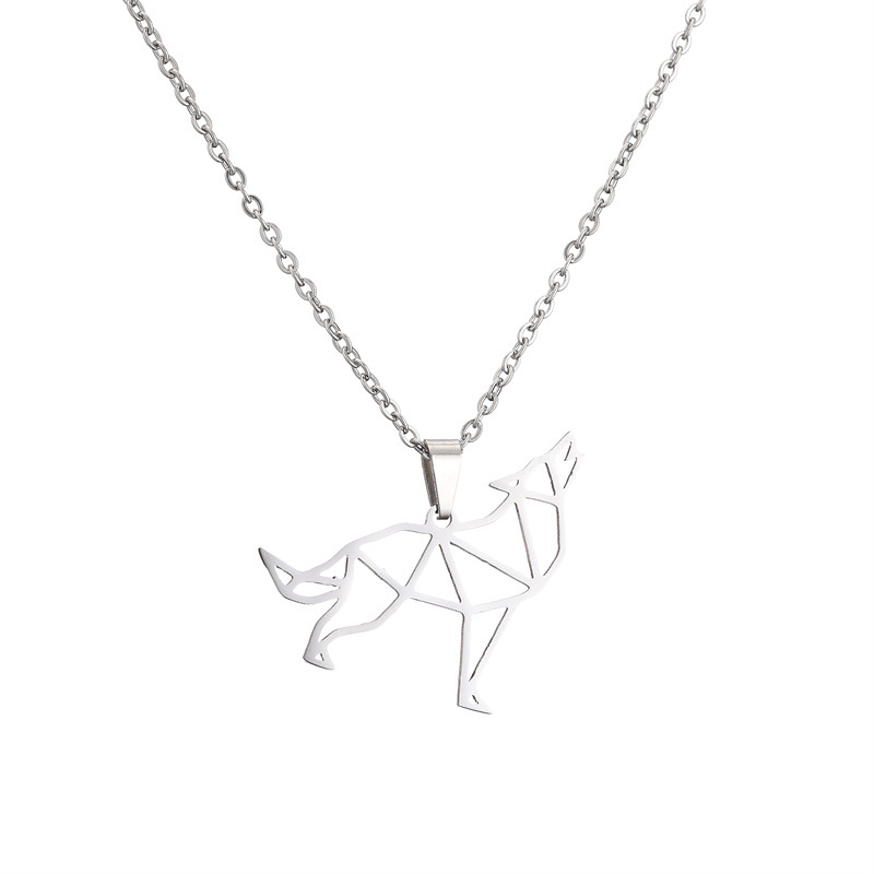 Creative Wolf Head Pendant Necklace In Stainless Steel For Men_voghion.com