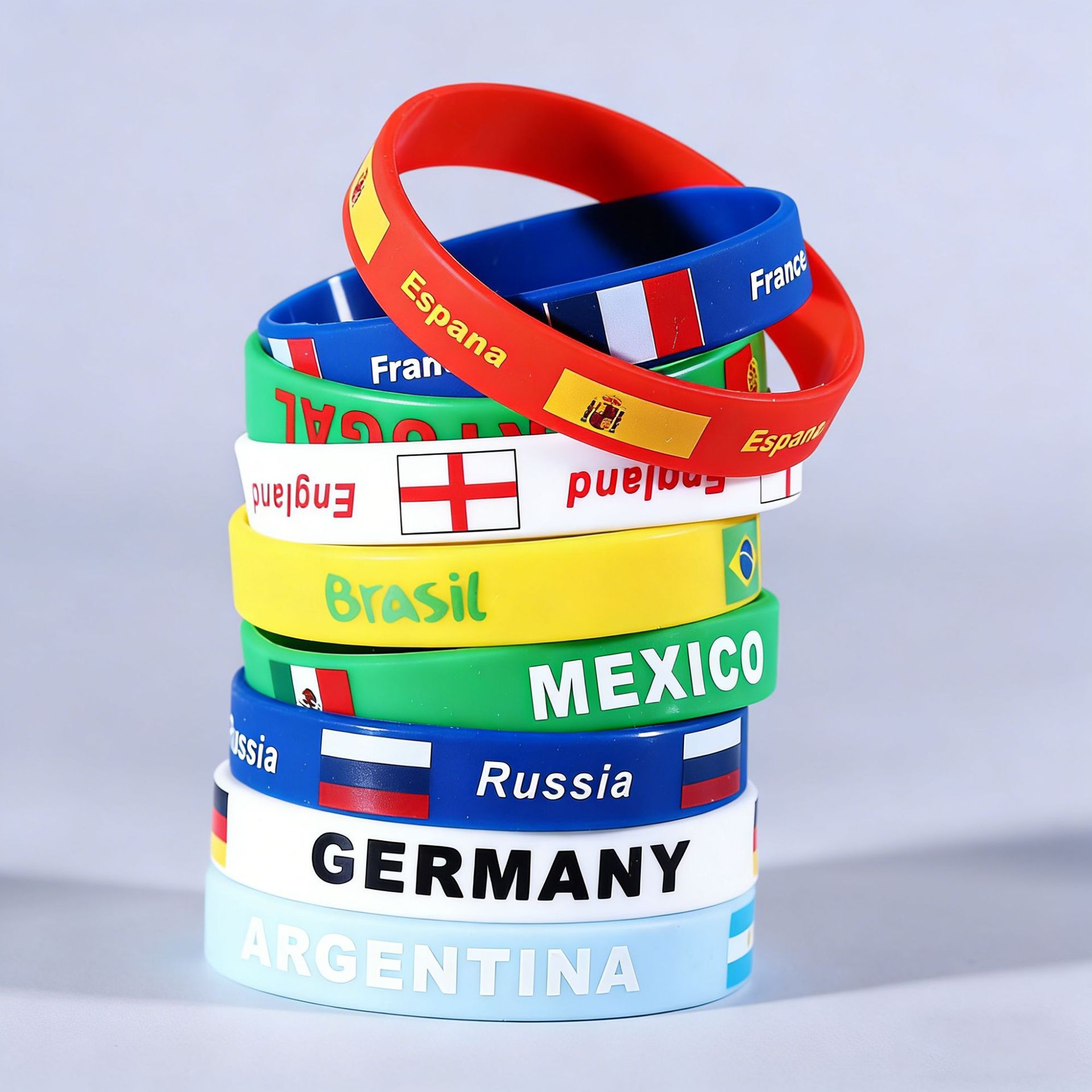 2026 United States, Canada, and Mexico World Cup Fan Silicone Bracelets Brazil, Germany, France, Mexico Flag Wristbands Souvenirs