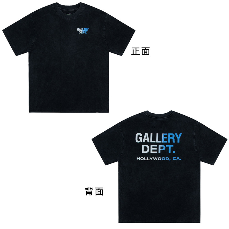 VTG GALLERY DEPT camiseta retro de manga corta lavada y desgastada graffiti arcoíris suelta antiniebla pareja de media manga hombres