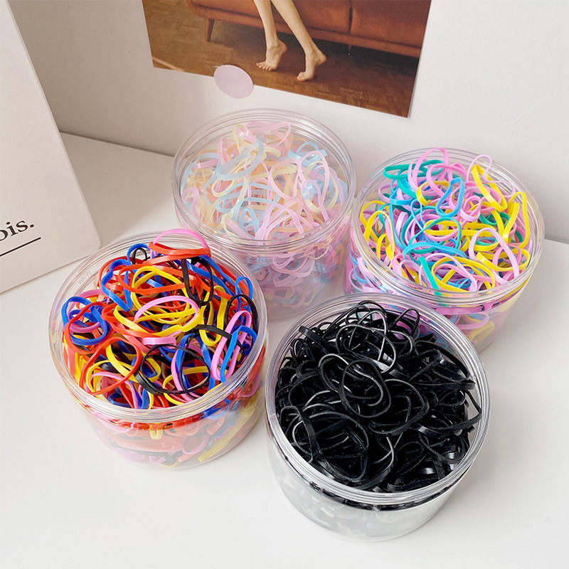 Disposable rubber band canned children's leather ring color hair ring thickened thick black adult female tie head small rubber ring