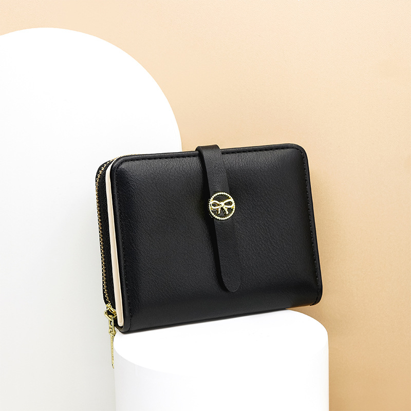 Nueva cartera de las mujeres simple corto cartera multi-Tarjeta titular japonés y coreano fresco moda pu cremallera monedero