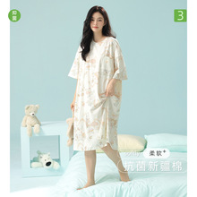 【抗菌新疆棉】a类春夏季女士纯棉短袖睡裙休闲宽松版薄款家居服