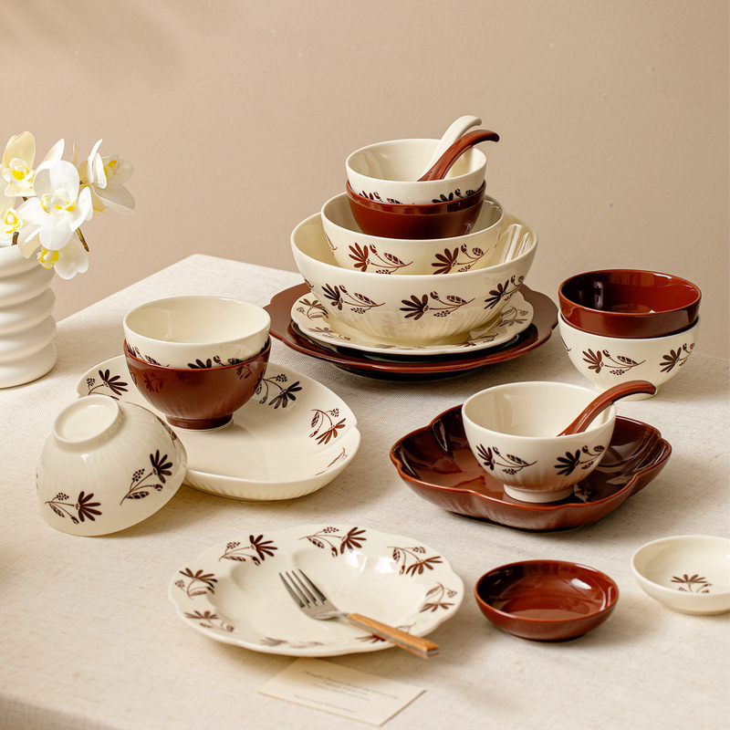 Dish Set for Home Use, High-Value Wedding Gift for Newlyweds, 2025 New Model for Wedding and Housewarming, Bowls, Plates, Chopsticks, and Tableware