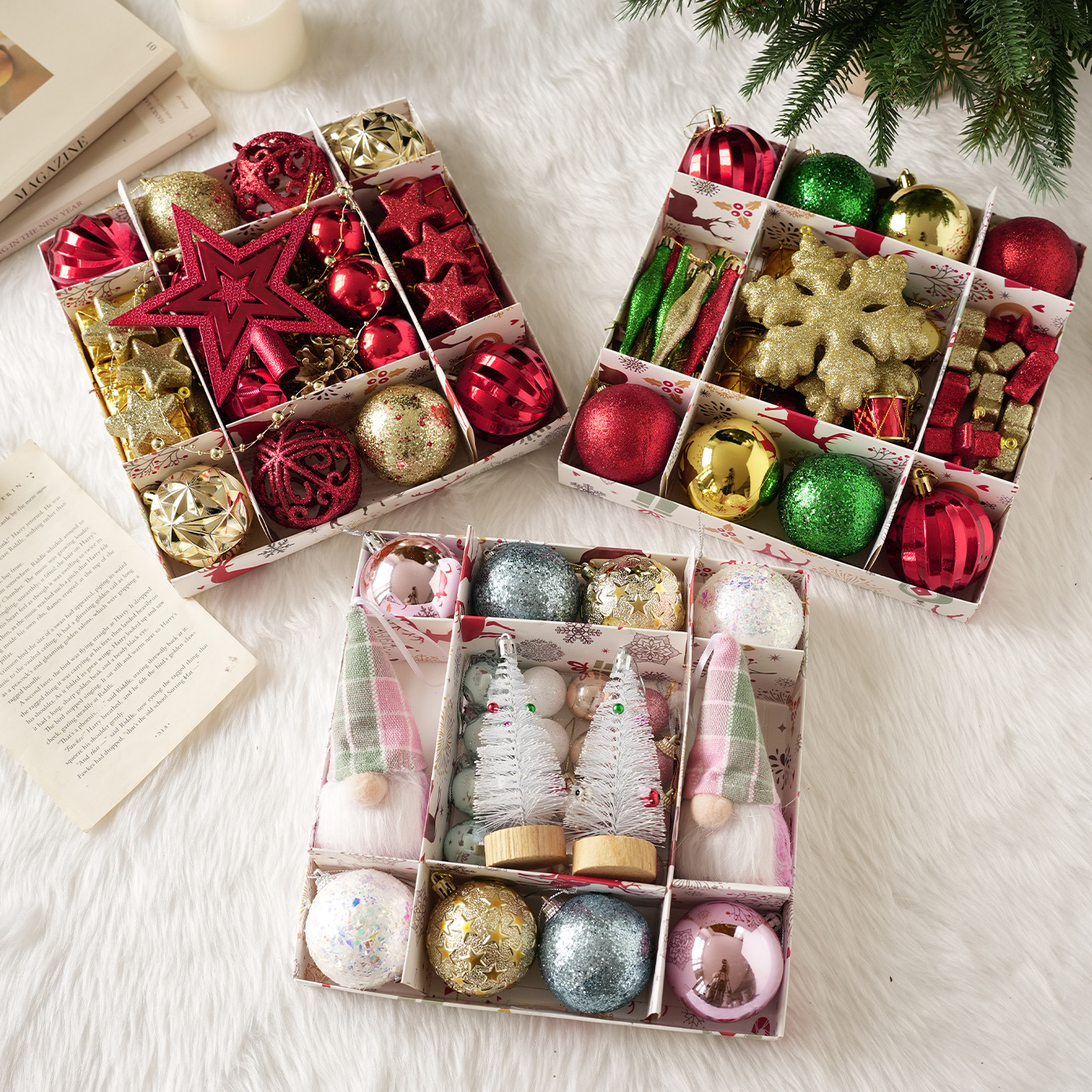 Nuevos productos transfronterizos paquetes de colgantes de bolas de Navidad en caja decoración de árboles de Navidad decoración de atmósfera de vacaciones decoración de colgantes en stock image 2