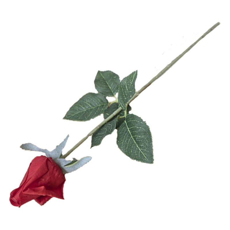 Bouquet Artificial de Capullo de Rosa Hidratante, de Alta Gama, Planta Verde de una Sola Rama, Arreglo Floral Artificial, Decoración para el Hogar con Sensación Húmeda para la Sala de Estar