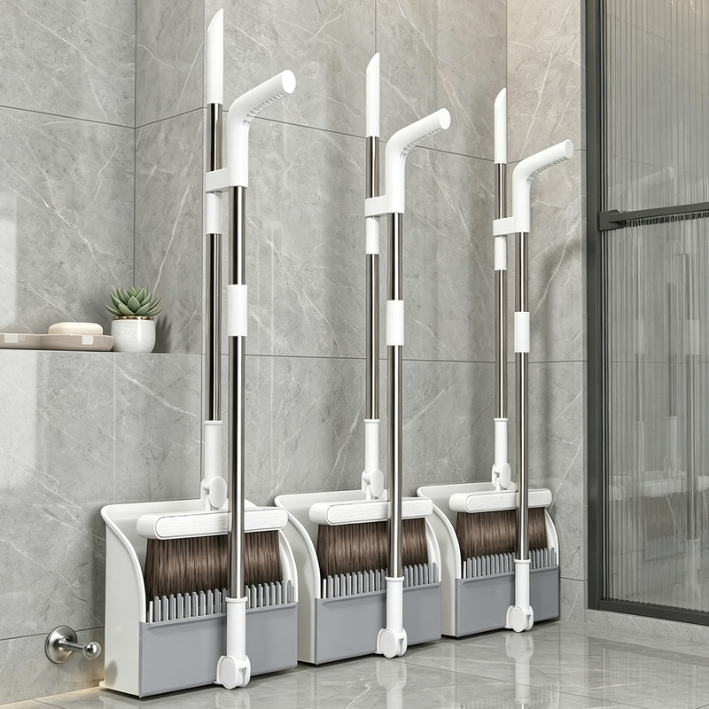 Foldable hand comb, broom, and dustpan set, 2026 new model, three-piece broom and floor scraper set, does not catch hair Foldable hand comb, broom, and dustpan set, 2026 new model, three-piece broom and floor scraper set, does not catch hair