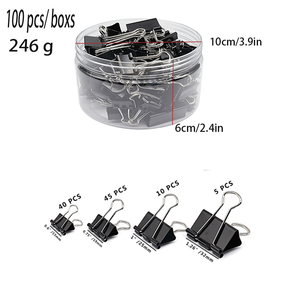 Juego de combinación de venta caliente transfronteriza Papelería Clip de cola larga de color Clip de cola de milano negro Clip de boleto de encuadernación de metal Clip de papel de prueba