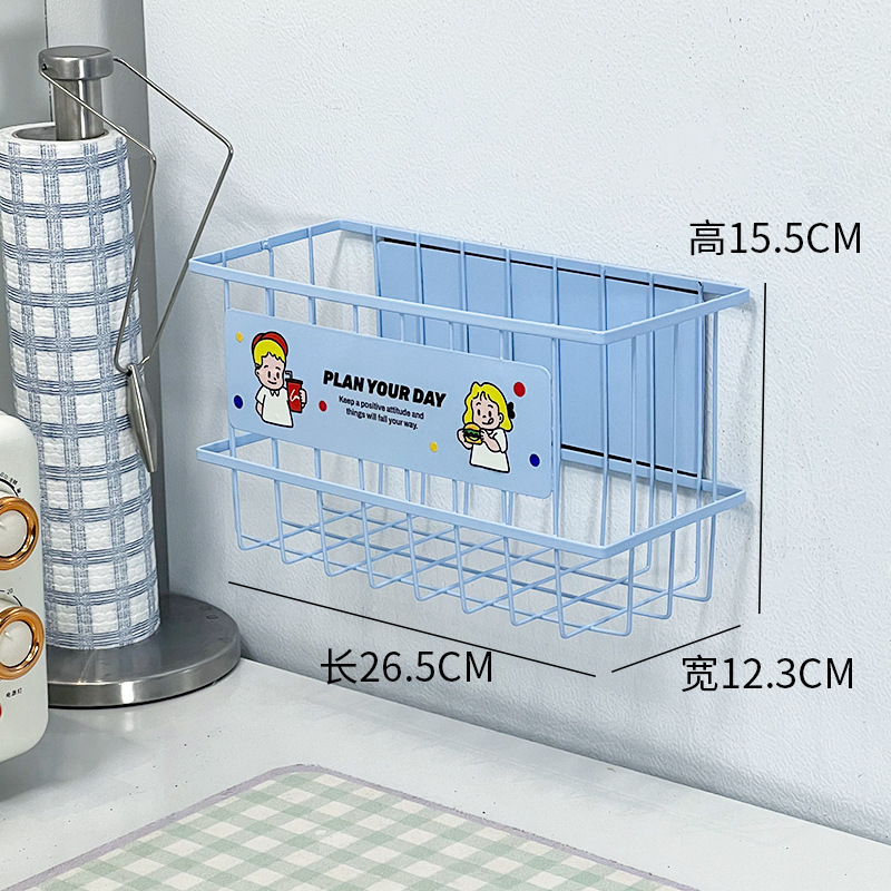 Lazy School 高品質冷蔵庫磁気収納ラック壁掛け強力収納バスケットプラスチックラップキッチンペーパー収納バスケット|undefined