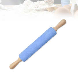 木柄硅胶擀面杖印花擀面杖不粘面粉棍饺子棍滚轴面棍烘焙工具