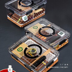 葉巻保湿ボックス杉材チップ熟成ボックスミニタバコキャビネット加湿器ツールセットロック雪