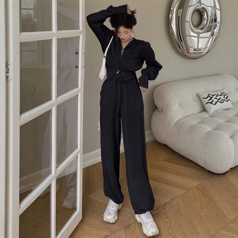 洋气套装女早秋连帽卫衣时尚休闲裤运动服小个子两件套潮|undefined