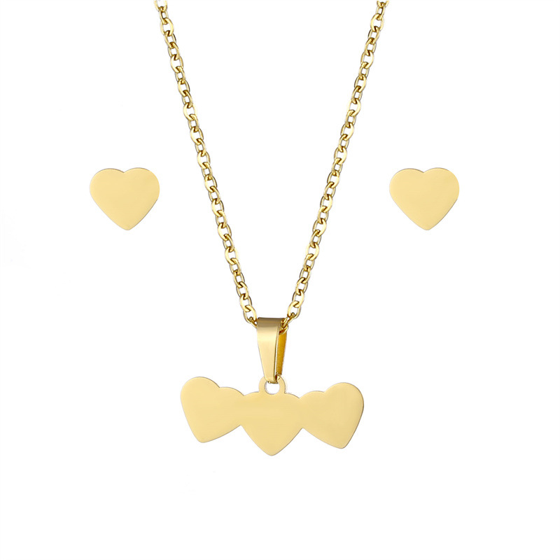 Womenu0027S Simple Style Heart Stainless Steel Titanium Steel Pendant Necklace Jewelry Sets