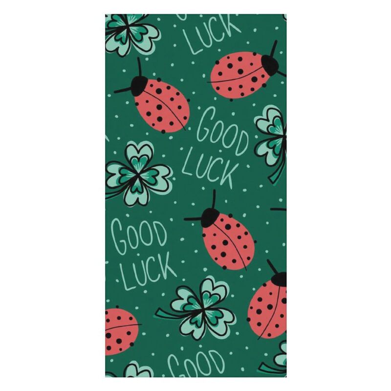 Soft Quick Dry Swimming Towel Large Lightweight Compact Beach Towel Good Luck Four-leaf Clover Red Ladybug Dot Green