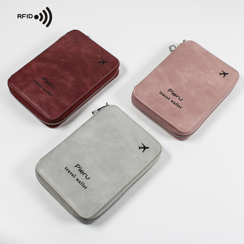 Cross-border best-selling new passport bag with multi-function anti-theft, RFID pull-down document travel organizer passport holder