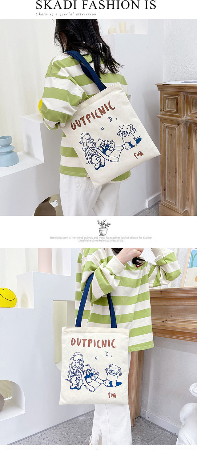 The 2022 new trendy women's canvas bag, a retro and cute student ulzzang canvas bag for women undefined
