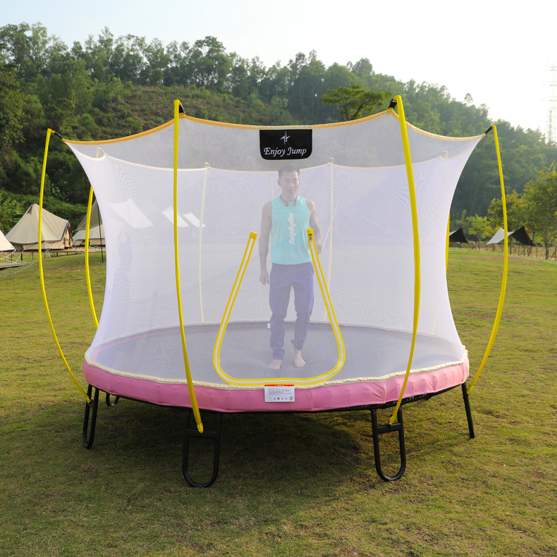 Qiaorui Outdoor Large Children's Trampoline Home Use Bounce Bed with Protective Net and Frame