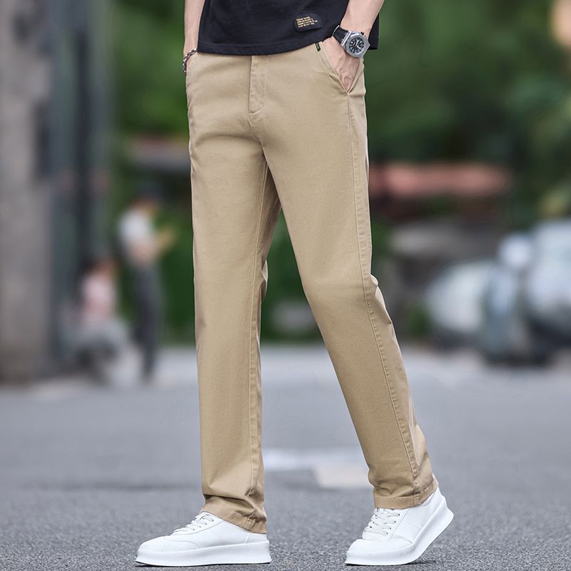 Spring and summer leisure light business cotton elastic waist loose straight pants men's trendy all-match summer explosions casual loose men