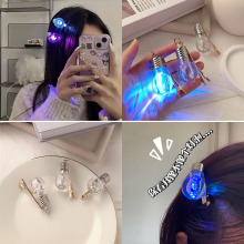 会发光的灯泡发夹女个性创意拍照道具鸭嘴夹侧边刘海碎发夹子头饰