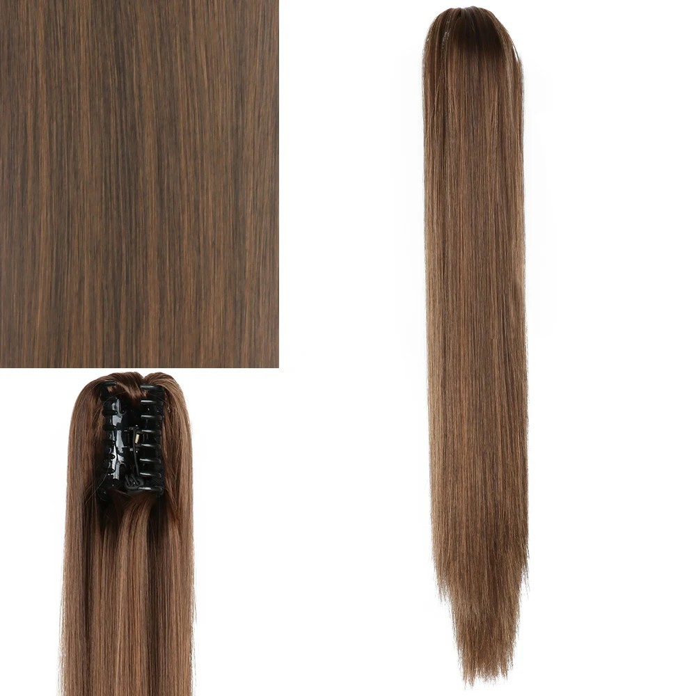 Haarverlängerungen Clip-On Pferdeschwanzperücken für Frauen Langes Haar Simulationshaar Langes glattes Haar Internet-Promi-Pferdeschwanz-Clip-On-Perücken_voghion.com