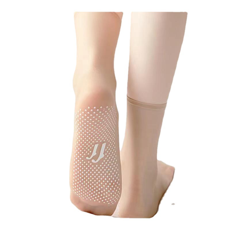 Wholesale of summer glued anti slip stockings for women with thin and transparent sleeves for women with short stockings and anti hook silk foot massage stockings