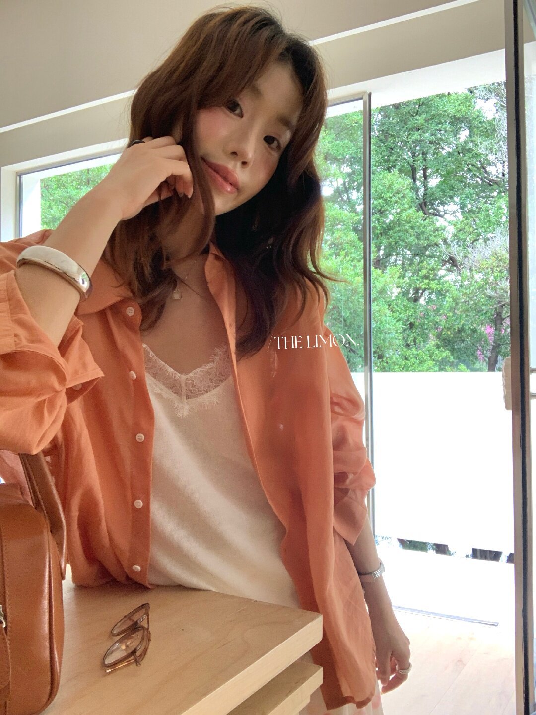 Áo sơ mi nữ tay dài chất liệu tencel phong cách lười biếng ấm áp — Vàng nhạt, xanh lam, Xanh lá cây nhạtcolor, màu hồng chi tiết 17