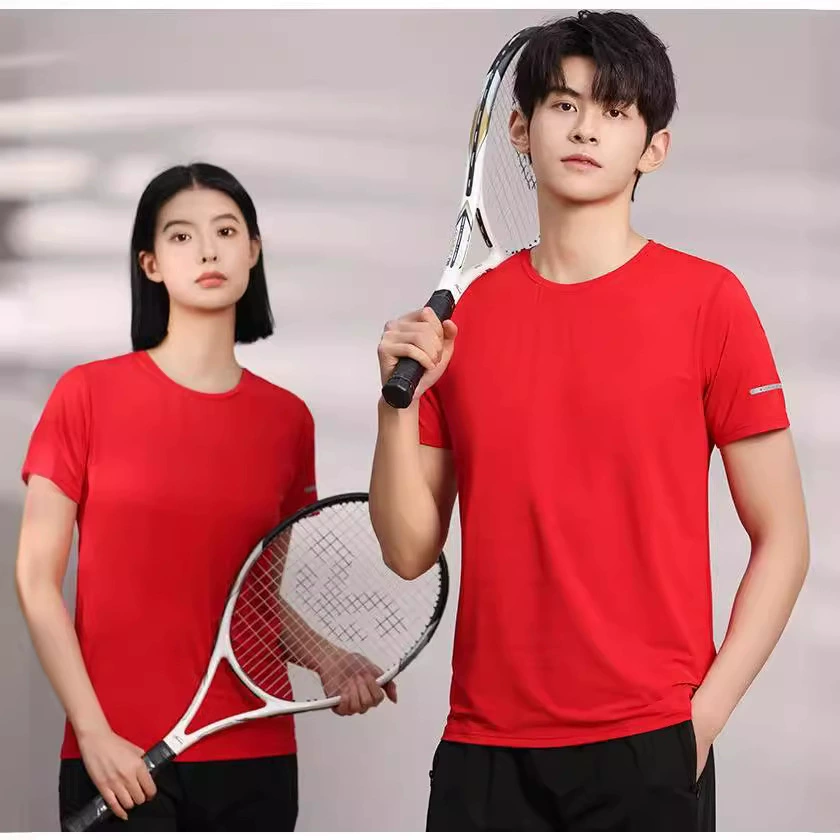 Футболка со скоростным сухим льдом Профессиональный логотип спорт на открытом воздухе свободные мужчины и женщины бегают дышащий быстро сухой с короткими рукавами футболка с круглым вырезом