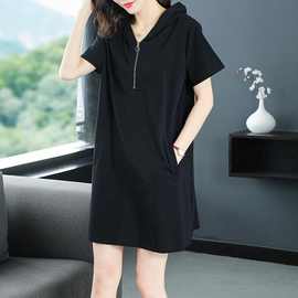 遮肚子显瘦连衣裙大码女装 2025夏装新款韩版休闲宽松遮肉T恤裙子