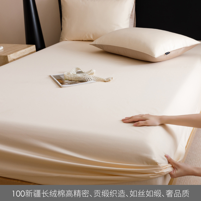 Alta gama de 100 camisas de cama de algodón largo algodón una sola pieza de color sólido tributo satin algodón cubierta de cama de tres piezas