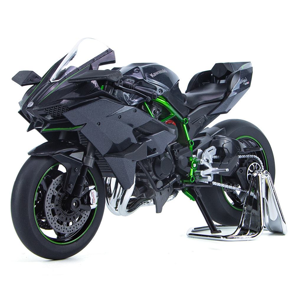Huayi modelo de coche de aleación 1:9 Kawasaki Ninja H2R motocicleta sonido iluminación niño modelo de coche de juguete adornos