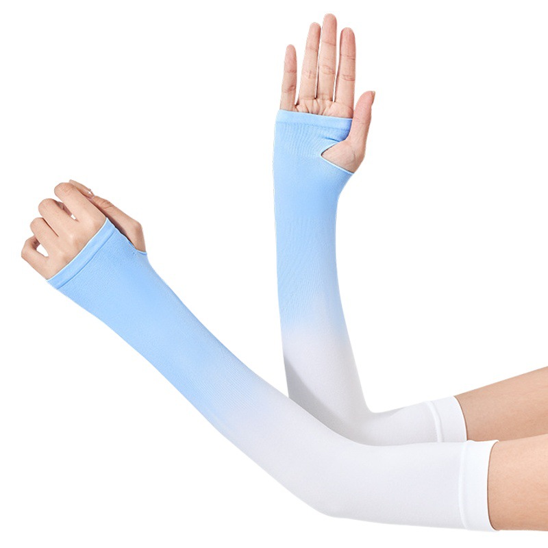 Manga de hielo protección solar manga verano de las mujeres ins manga de hielo de moda manga de la mano de los hombres de conducción UV protección de seda de hielo al por mayor