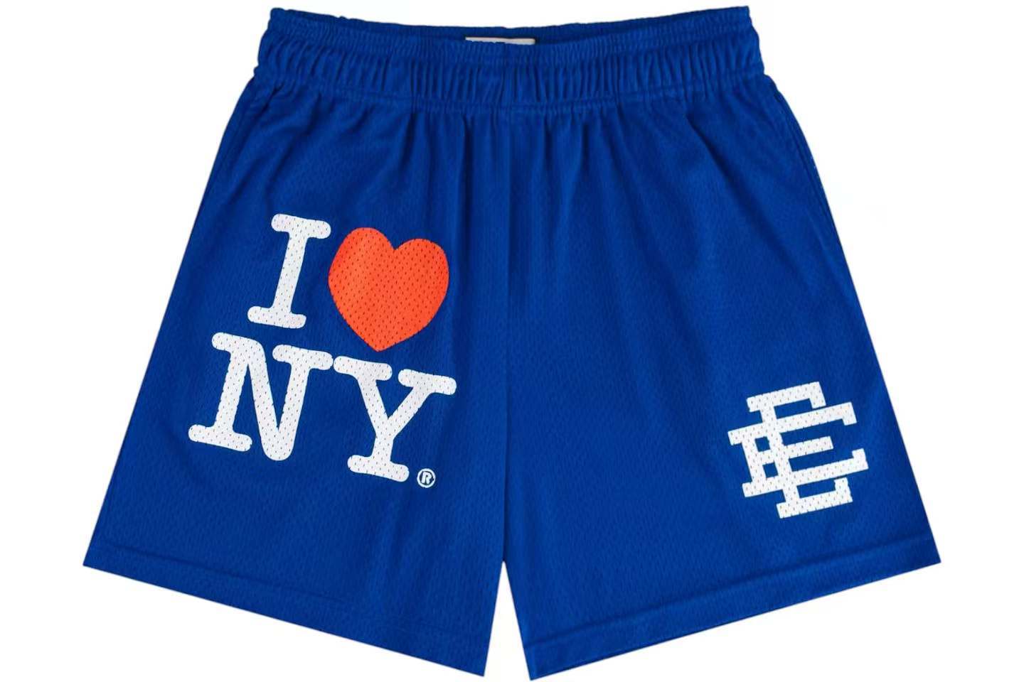 Eric Emanuel I Love NY Basic Shorts Mesh Royal Blue White