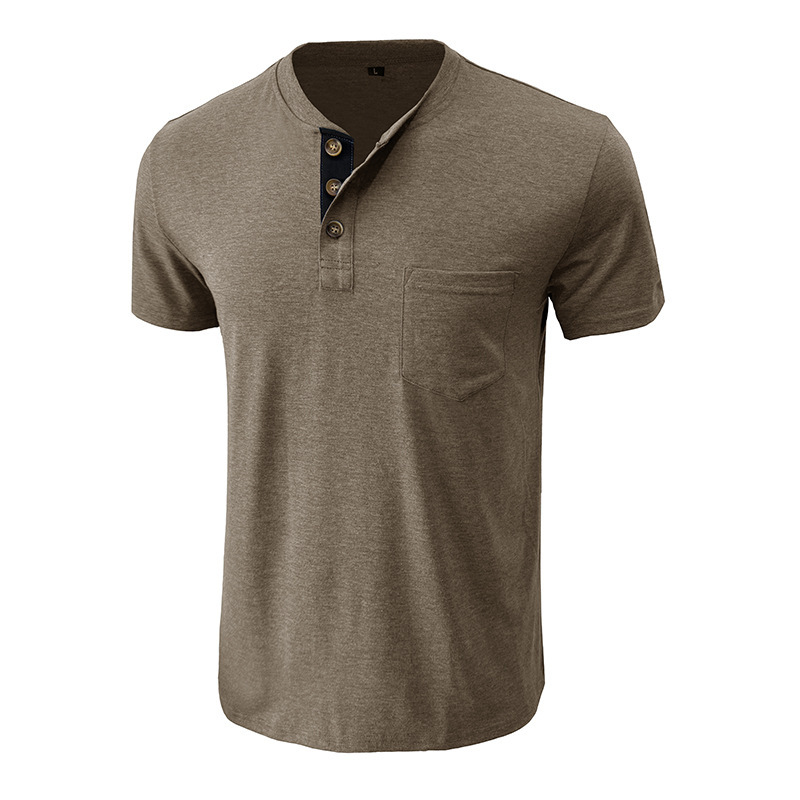 T-shirt henley uomo maniche corte top casual estivo girocollo_voghion.com