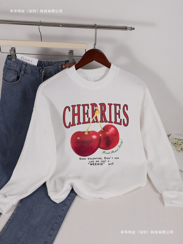 Big Fresh Cherry Fruit Design Women's Pullover Autumn Casual Sweatshirts Fashion All Match Streetwear
