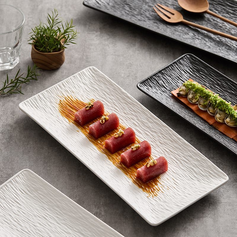 Rectangular Ceramic Plate, High-End Sushi Plate, Hotel Restaurant Long Western Plate, Household Shallow Plate, Flat Plate