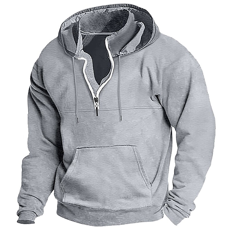 2024 Autumn and Winter Men's Sweater European and American Cross-border Trend Fleece Japanese Sweater Solid Color Long Sleeve Zipper Hoodie Top