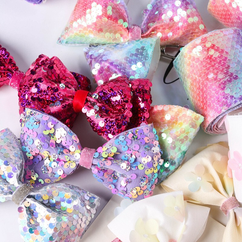 Single-Sided Rainbow Glitter Fish Scale Sequin Ribbon DIY Bow Hair Accessories Accessories Hat Shoe Flower Accessories Ribbon