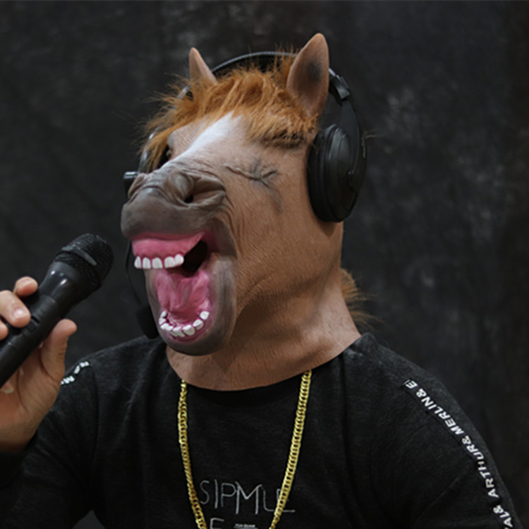 Cabeza de caballo máscara de cabeza animal cubierta de Halloween máscara de látex divertido show en vivo Cosplay props