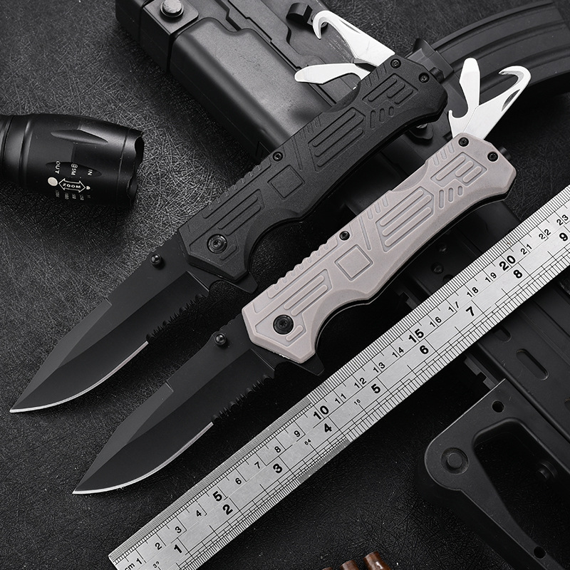 跨境严选高硬度折叠刀野营战术户外刀具尼龙波纤手柄折刀多功能刀