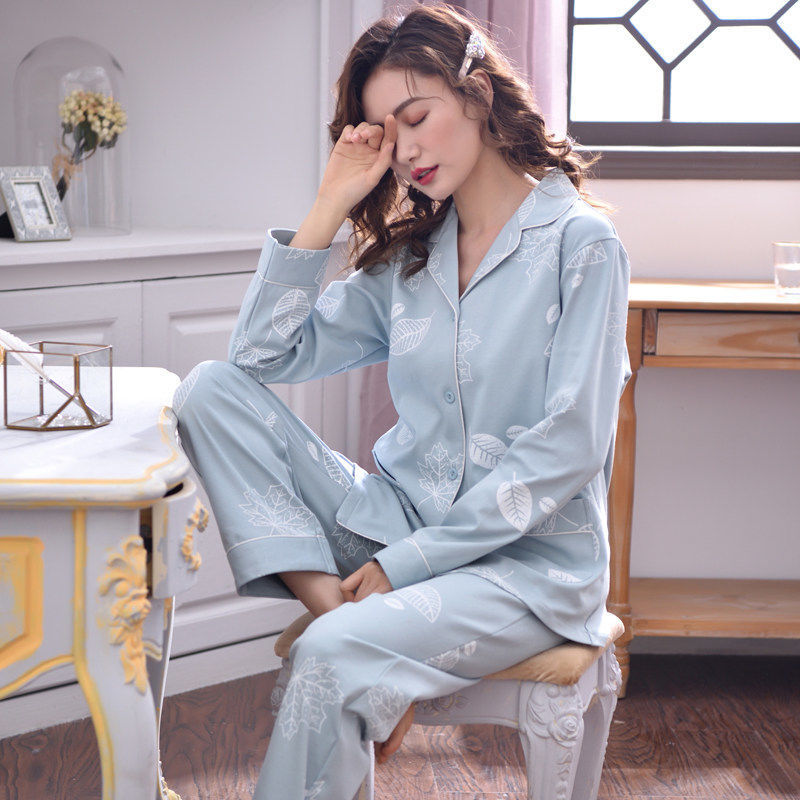 Algodón pijamas de primavera y otoño manga larga traje verano nuevo estudiante estilo coreano suelta desgaste dos