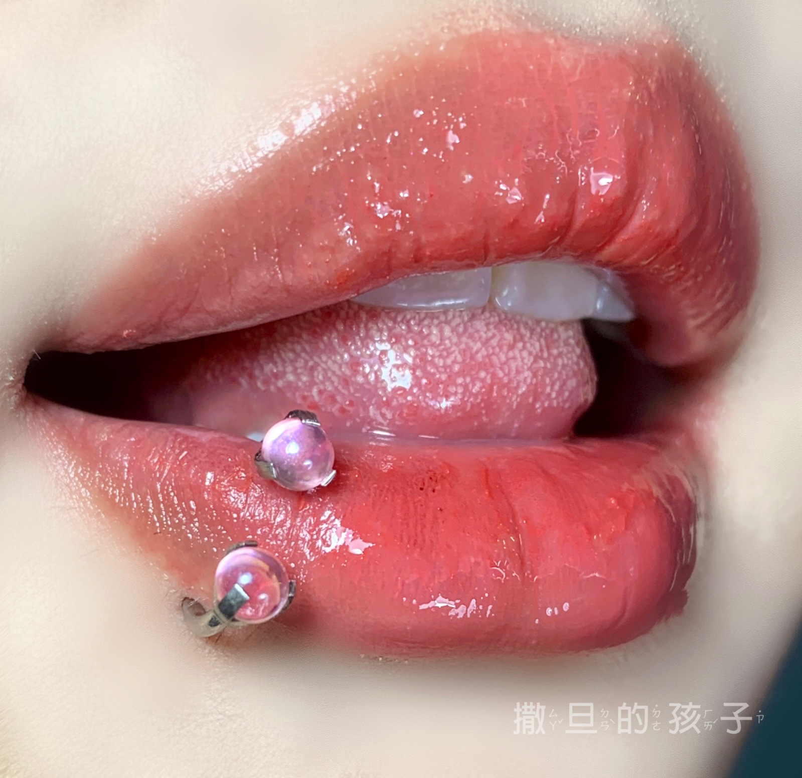 Labret stud lip piercing jewelry styling detail