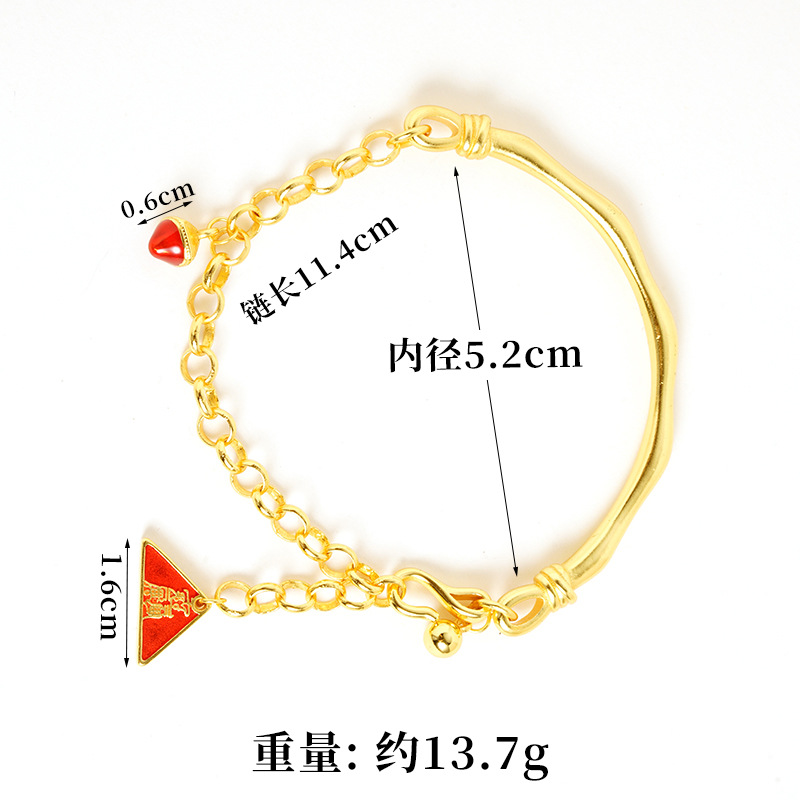 Antiguo método de oro de arena de Vietnam chino arremetiendo azul auspicioso triángulo curvo brazalete joyas pulseras de lujo ligeras al por mayor suministro