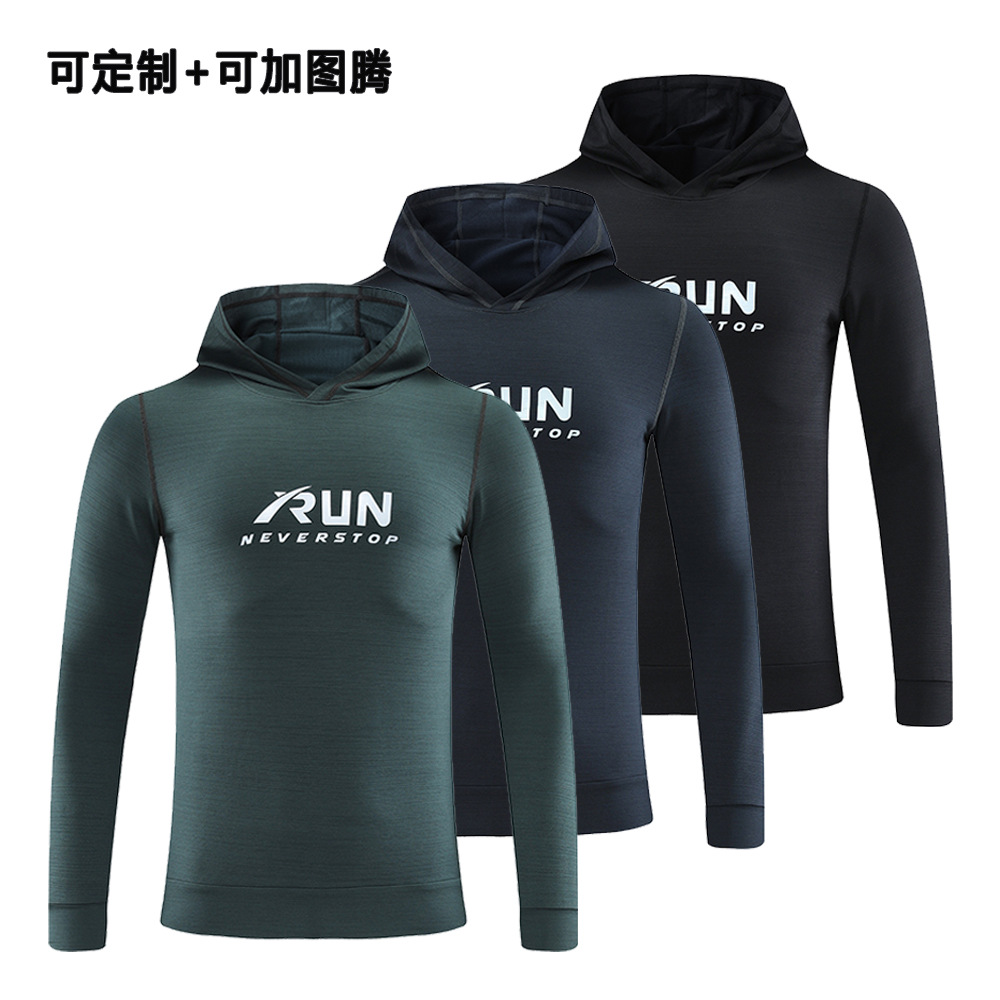 Sudadera con capucha de manga larga para hombre, ropa deportiva para otoño e invierno, para correr al aire libre, entrenamiento físico, ropa de secado rápido, deportes de pesca