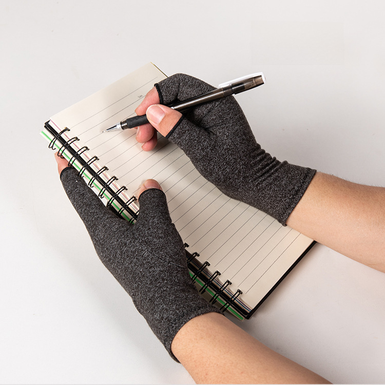  gray half finger pressure gloves joint care training cycling sports fitness cycling gloves wholesale_voghion.com