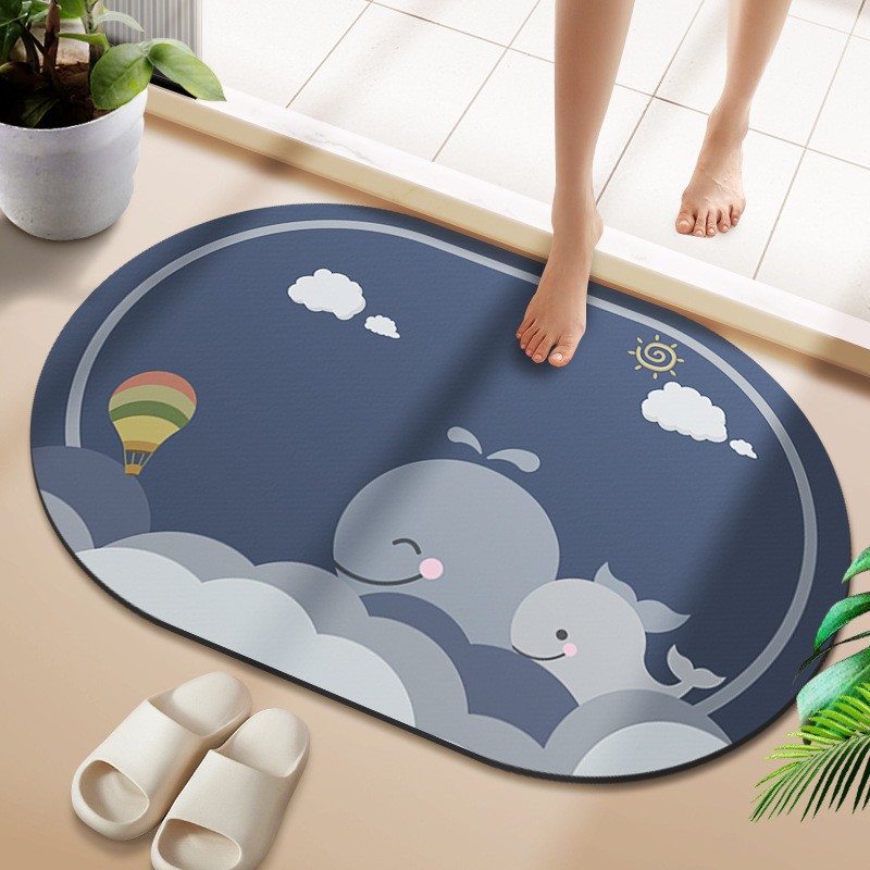Cartoon cute diatom mud absorbent mat non-slip cushion bathroom bathroom entrance mat home carpet wholesale