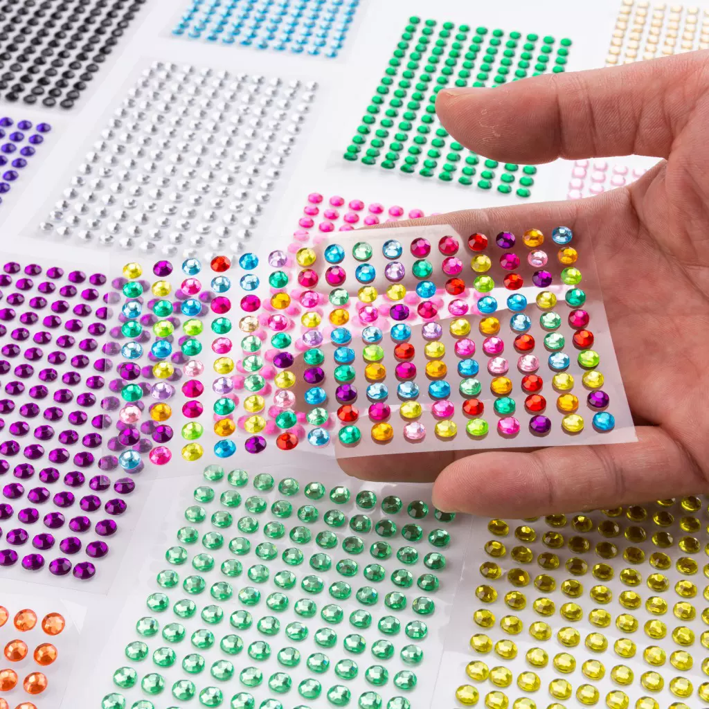 5MM160粒水钻贴亚克力宝石钻贴单粒背胶彩色多规格指甲贴钻批发