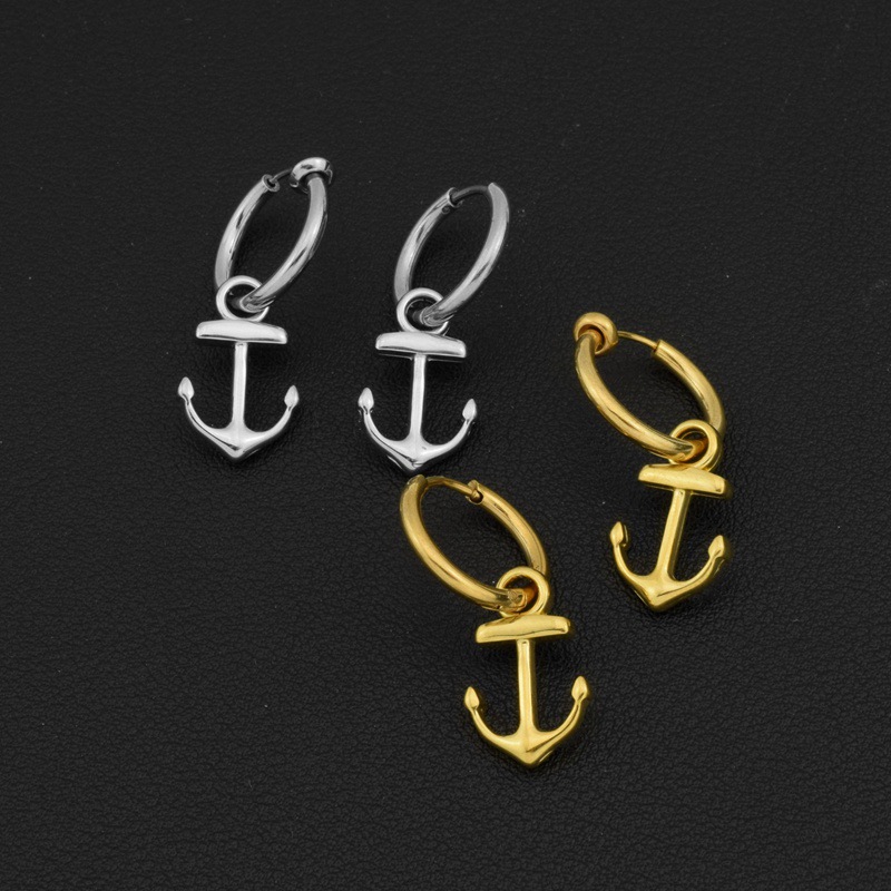 新款船锚热销不锈钢耳饰小众轻奢个性配饰高级船锚钛钢男女士耳扣