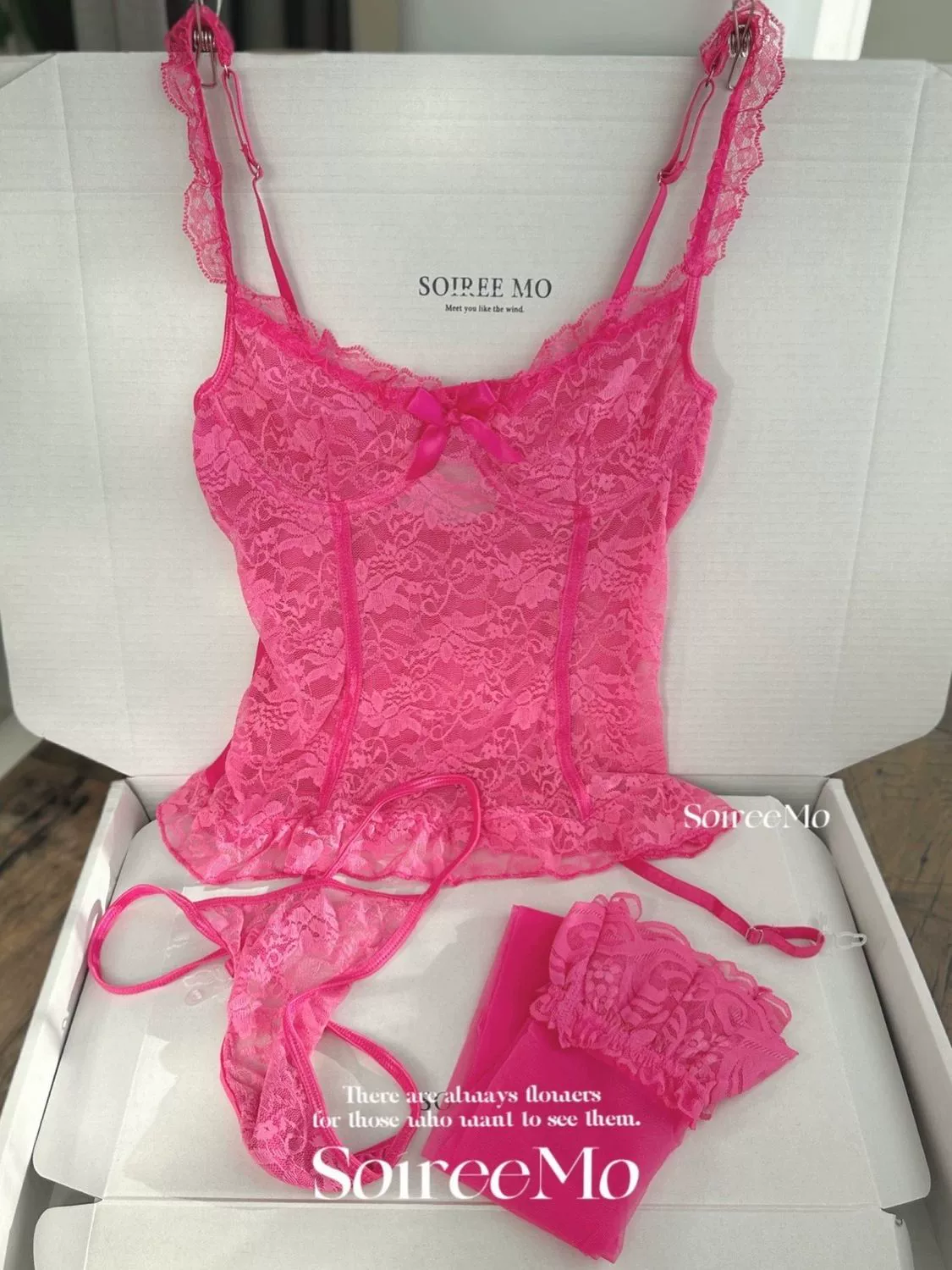 Soiree Mo Peach Sweet * By розово-розовое кружево с тонкими белыми сексуальными нижним бельем