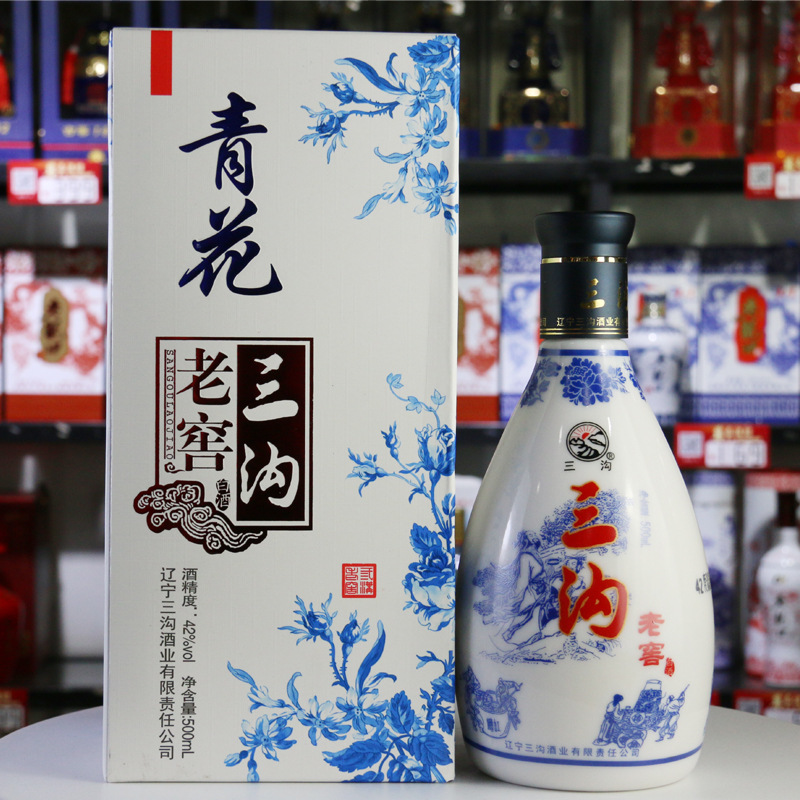 辽宁特产三沟【青花】42度500ml*1瓶浓香型纯粮白酒送礼商务宴请